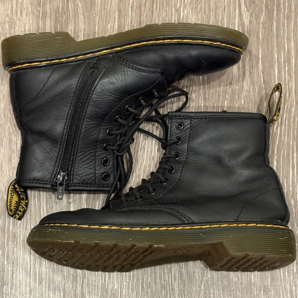 Dr. Martens Junior 1460 Softy T Black Leather Lace Up Combat Boots Unisex Kids 3